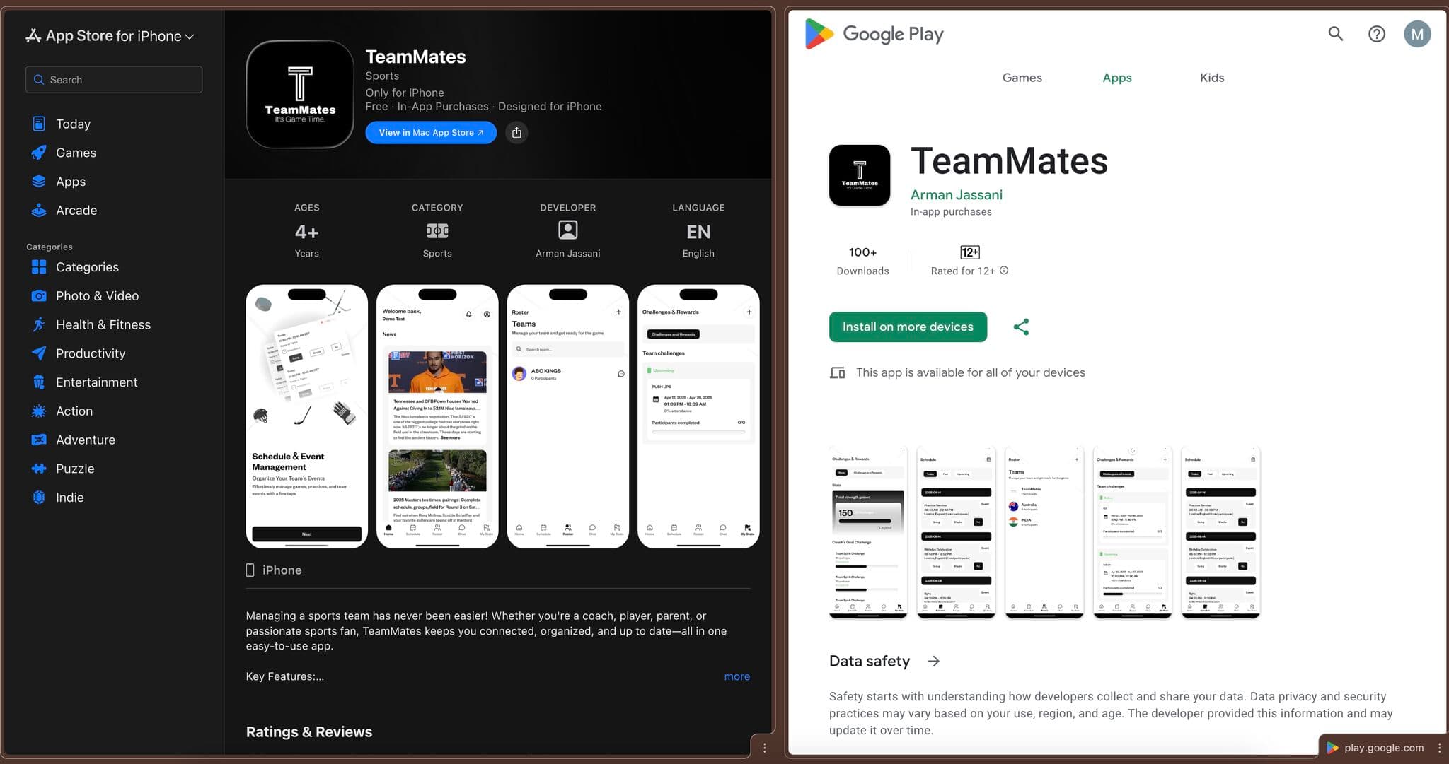 TeamMates Real-time Chat Mobile Application Interface